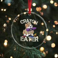 Crayon Eater Bulldog Crystal Glass Ornament Funny Military Gift with Combat Pup and MRE Crayon - Wonder Print Shop
