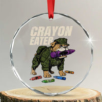 Crayon Eater Crystal Glass Ornament Funny Bulldog Military Corps Proud Soldier Family - Wonder Print Shop