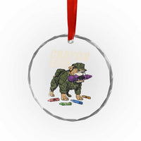 Crayon Eater Crystal Glass Ornament Funny Bulldog Military Corps Proud Soldier Family TS10