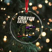 Crayon Eater Crystal Glass Ornament Funny Bulldog Military Corps Proud Soldier Family - Wonder Print Shop