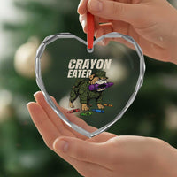 Crayon Eater Heart Crystal Glass Ornament Funny Bulldog Military Corps Proud Soldier Family - Wonder Print Shop