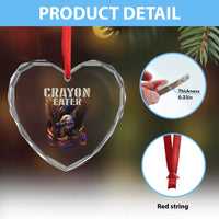 Crayon Eater Heart Crystal Glass Ornament Funny Eagle 250th Anniversary Veterans Gifts - Wonder Print Shop
