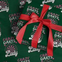 Crazy Darts Lady Bullseye Dart Shooting Wrapping Paper Roll Female Dartist Gift - Wonder Print Shop