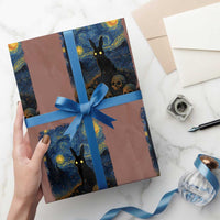 Creepy Cute Bunny Rabbits Wrapping Paper Roll Alt Goth Grunge Dark Horror Starry Night Van Gogh Aesthetic