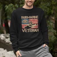 Navy Veteran Sweatshirt American Flag Submarine - Wonder Print Shop