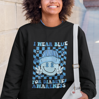 I Wear Blue For Diabetes Awareness Support T1D T2D Diabetics Sweatshirt - Wonder Print Shop