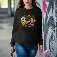 Spooky Halloween Sweatshirt Talk Spooky To Me Skull Vampire Mouth - Wonder Print Shop