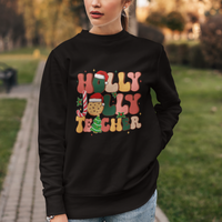 Groovy Holly Jolly Teacher Christmas Retro Xmas Sweatshirt - Wonder Print Shop