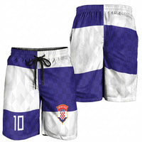 Croatia Football Custom Shorts for Men Checkerboard Pattern with Glagolitic Script Away Color