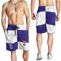 Croatia Football Custom Shorts for Men Checkerboard Pattern with Glagolitic Script Away Color