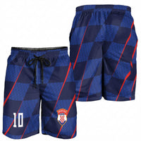 Croatia Football Custom Shorts for Men Glagolitic Script Checkerboard Sporty Style Away Color