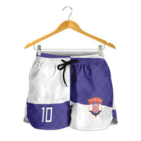 Croatia Football Custom Shorts for Women Checkerboard Pattern with Glagolitic Script Away Color