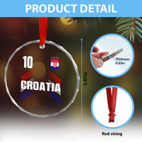 Croatia Soccer Sports Graphic Number 10 Jersey Style Crystal Glass Ornament Proud Croatian Football Fans Game Day Pride