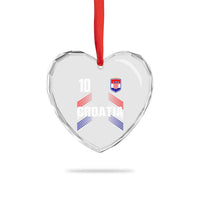 Croatia Soccer Sports Graphic Number 10 Jersey Style Heart Crystal Glass Ornament Proud Croatian Football Fans Game Day Pride