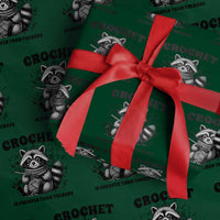 Crocheting Is Cheaper Than Therapy Wrapping Paper Roll Raccoon Yarn Lover - Wonder Print Shop