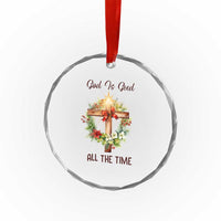 Cross Christian Christmas Crystal Glass Ornament God Is Good All The Time TS14