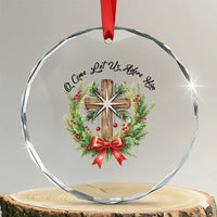 Cross Christmas Crystal Glass Ornament O Come Let Us Adove Him TS14