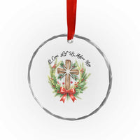 Cross Christmas Crystal Glass Ornament O Come Let Us Adove Him TS14