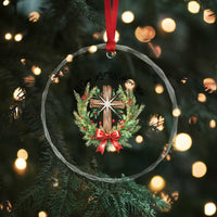 Cross Christmas Crystal Glass Ornament O Come Let Us Adove Him TS14
