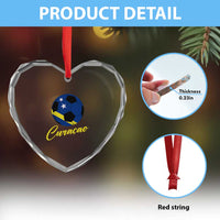 Curaçao Soccer Fans Distressed Flag Heart Crystal Glass Ornament Football Heritage Pride Support