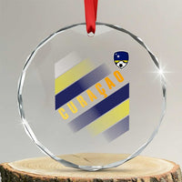 Curaçao Soccer Flag Stripe Jersey Style Crystal Glass Ornament Football Fans Pride Support