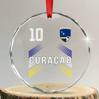 Curacao Soccer Sports Graphic Number 10 Jersey Style Crystal Glass Ornament Proud Curaçaoans Football Fans Game Day Pride