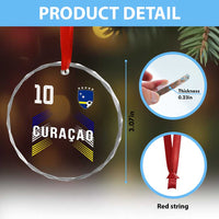 Curacao Soccer Sports Graphic Number 10 Jersey Style Crystal Glass Ornament Proud Curaçaoans Football Fans Game Day Pride