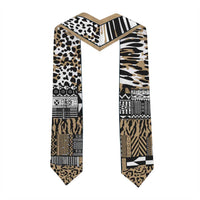 Custom African Tribal Pattern Mixed Leopard Skin Graduation Stole