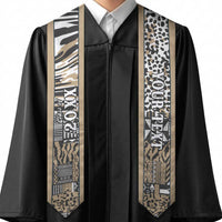Custom African Tribal Pattern Mixed Leopard Skin Graduation Stole