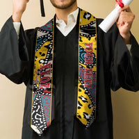 Custom African Wild Animal Skins Graduation Stole Triangles Pattern Afro Pattern Style