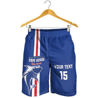 Custom Cape Verde Football Shorts for Men Go Champions Blue Sharks - Wonder Print Shop