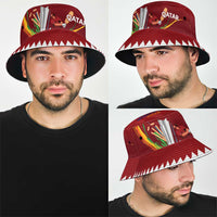 Custom Cricket Qatar East Asia-Pacific Bucket Hat Qatar Boundary to Victory - Wonder Print Shop