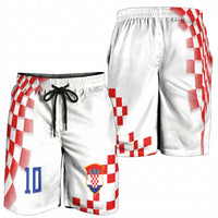 Custom Croatia National Football Shorts for Men Dynamic Red Heritage Checkerboard Pattern