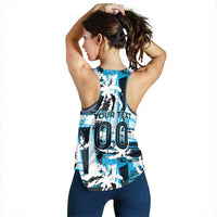 Custom Fijian Rugby Women Racerback Tank Grunge Palm Stylized