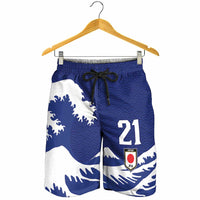 Custom Football Japan Yatagarasu Shorts for Men Tsunami Wave Pattern