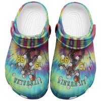 Lithuania Basketball Skeleton 1992 Clogs Shoes Tie Dye Pattern - Wonder Print Shop