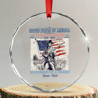 Custom Name Descendant of a Patriot USA 250 Years of Freedom Personalized Crystal Glass Ornament 1776-2026 Revolutionary War Heritage