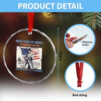 Custom Name Descendant of a Patriot USA 250 Years of Freedom Personalized Crystal Glass Ornament 1776-2026 Revolutionary War Heritage