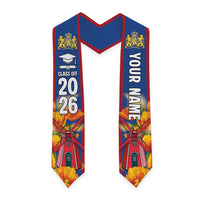 Custom Netherlands Graduation Stole Dutch Windmill and Tulip Heritage