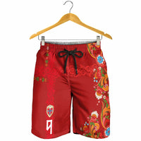Custom Norway Football Shorts for Men Norge Viking and Rosemaling Ornament
