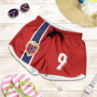 Custom Norway Football Shorts for Women Cross Nordic Knot Pattern National Flag Style