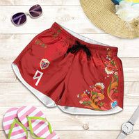Custom Norway Football Shorts for Women Norge Viking and Rosemaling Ornament