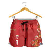 Custom Norway Football Shorts for Women Norge Viking and Rosemaling Ornament
