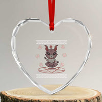 Cute Baby Baphomet Heart Crystal Glass Ornament Ugly Christmas Sweater Occult Gift - Wonder Print Shop