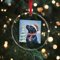 Cute Black Lab Christmas Crystal Glass Ornament Holiday Dog Lover Gift Idea TS12