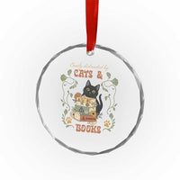 Cute Bookworm Gift Crystal Glass Ornament Easily Distracted By Cats And Books TS12