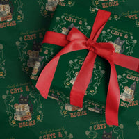 Cute Bookworm Gift Wrapping Paper Roll Easily Distracted By Cats And Books - Wonder Print Shop