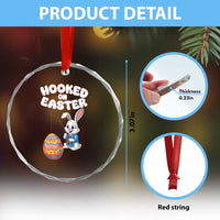 Cute Bunny Fishing Crystal Glass Ornament Hooked for Easter Eggs Funny Holiday TS02