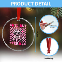Cute But Feral Raccoon Crystal Glass Ornament Funny Sunglasses Trash Panda - Wonder Print Shop