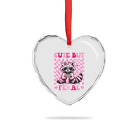 Cute But Feral Raccoon Heart Crystal Glass Ornament Funny Sunglasses Trash Panda - Wonder Print Shop